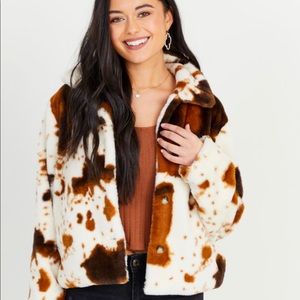 Altar’d State Cow Print Faux Fur Jacket